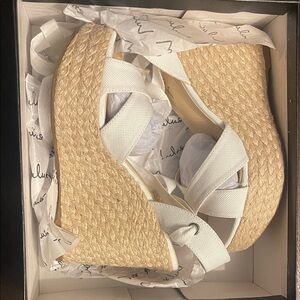 Lulu's Cream and Tan Espadrille Wedges